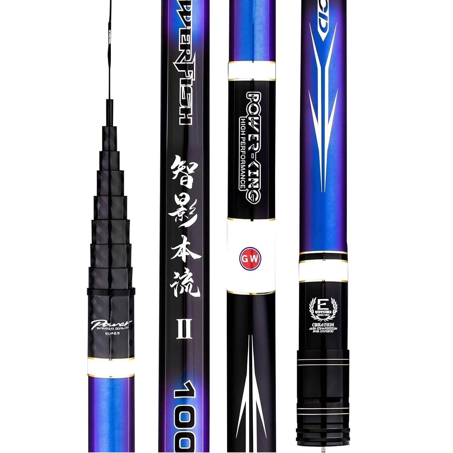 HUSHDML Telescopic Carbon Fibre Fishing Rod Ultralight, Super-Stiff Hand-Held fishing rod, 9m–14m, for Long Fishing Sessions