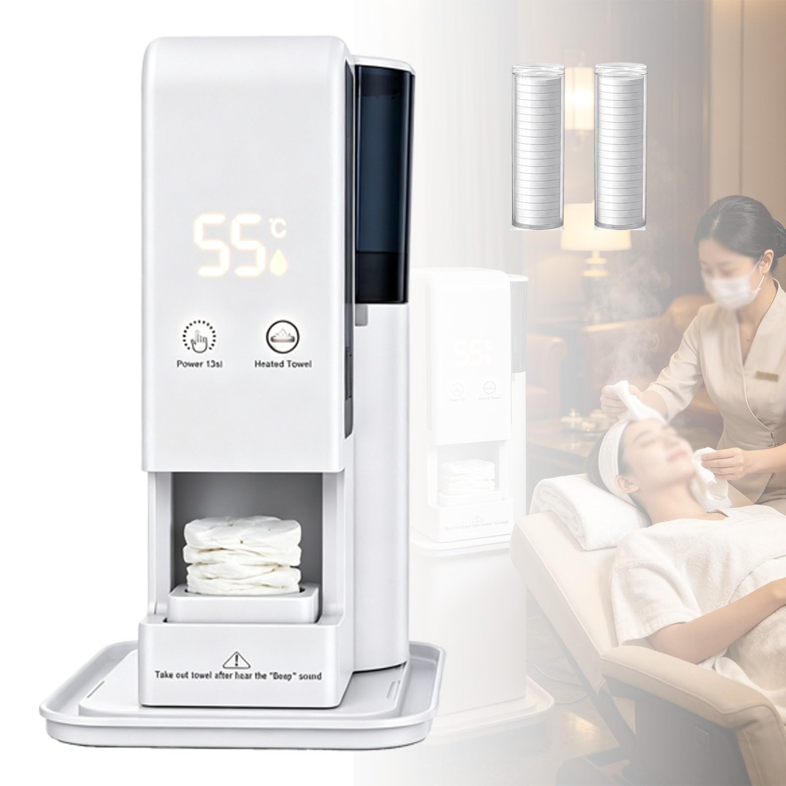 DzkZen Automatic Hot Towel Dispenser, Face Towel Warmer, Portable Face Towel Steamer, 5-Second Rapid Heating, for Spa, Home, Pet Shop, Gym & Salon 40towels