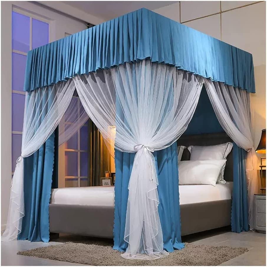 Moustiquaire ciel de lit bleu rideau décoratif chambre garçon fille support
