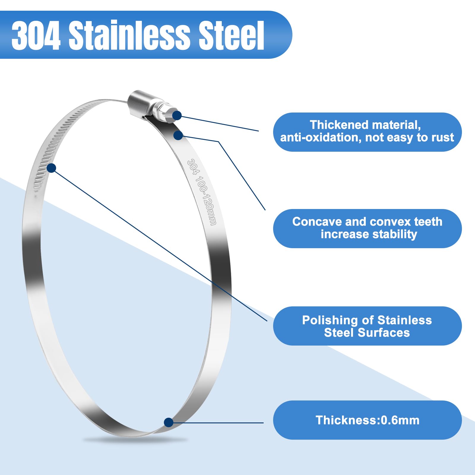 Collier De Serrage Inox 100 X 120 Mm ( Lot De 5 ) - Bricolage