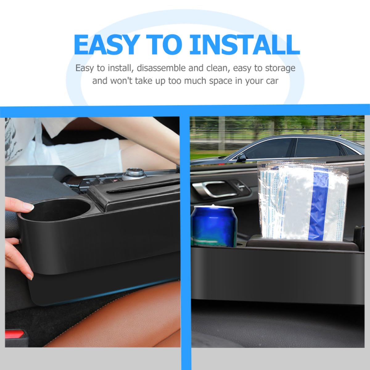 Organizador de Artículos Diversos Automóvil 2 Pcs Abs Negro