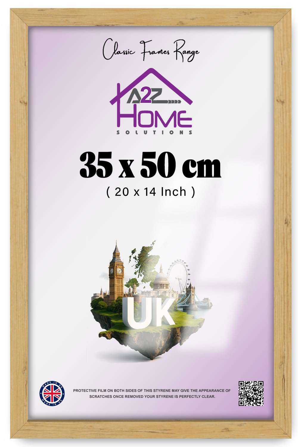 A2Z Home Solutionsยฎ Poster Frame B3-35 x 50 cm Photo Snap Prints Picture Holder Frames Display Wall Mounted MDF Backboard and Styrene Included Portrait and Landscape Display (Pine)