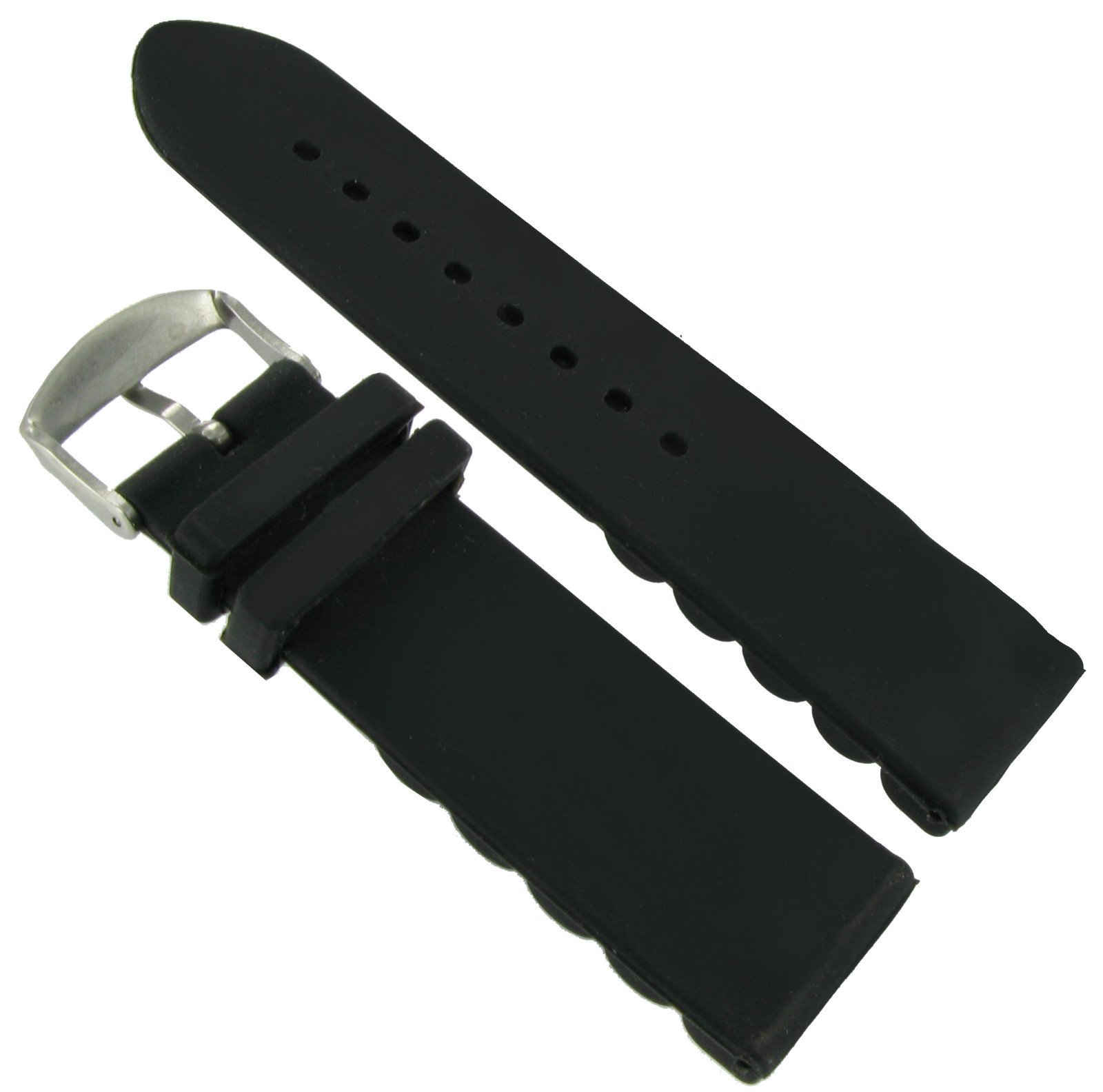20mm Milano Trendy Silicone Black Waterproof Replacement Watch Band Strap