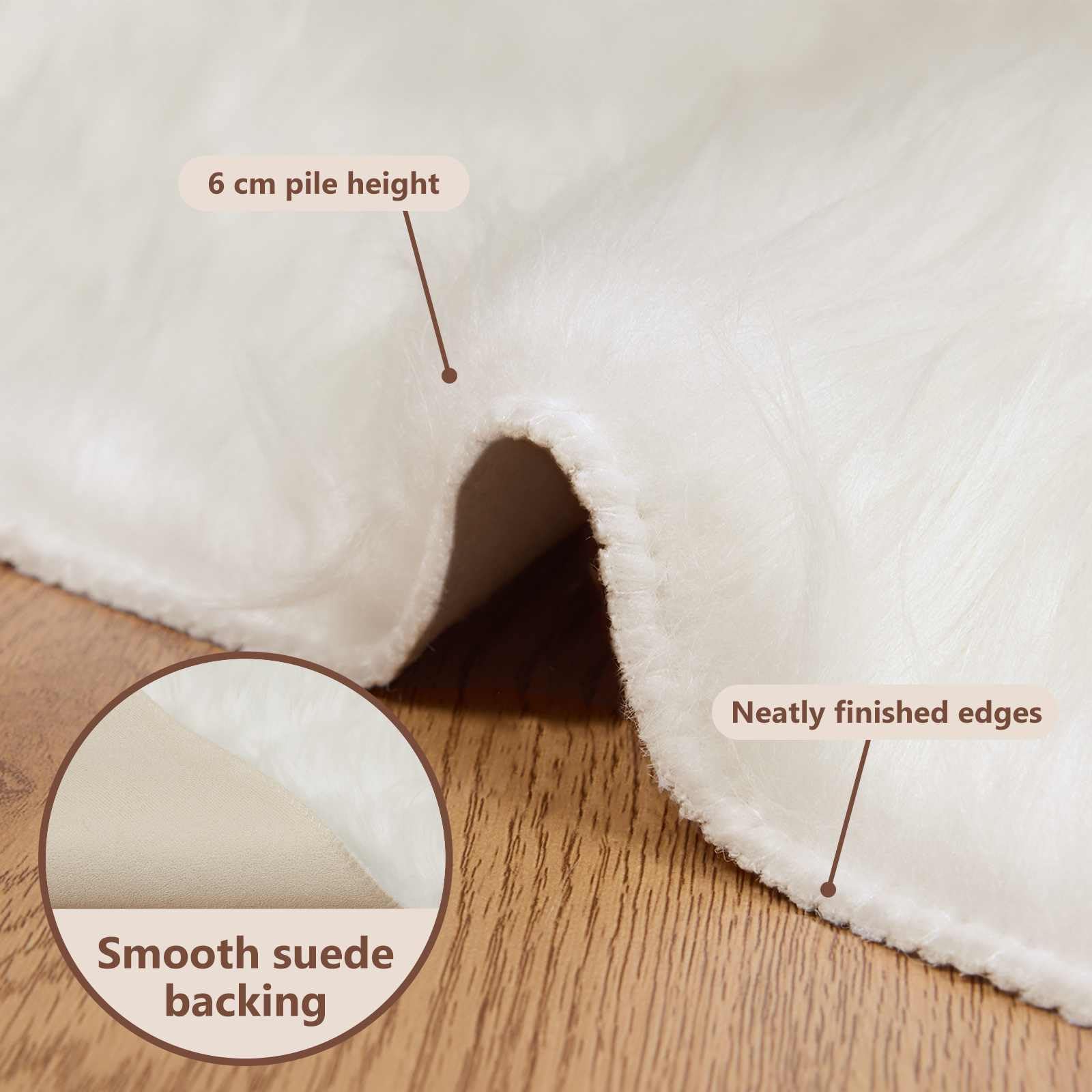 vidaXL Tapis en Fausse TAFALLA Blanc 240 x 240 cm Polyester, Tapis en Fausse Laine, Design Moderne, Super Doux, Accessoire Durable pour la Maison, Cosy et stylé Hiver