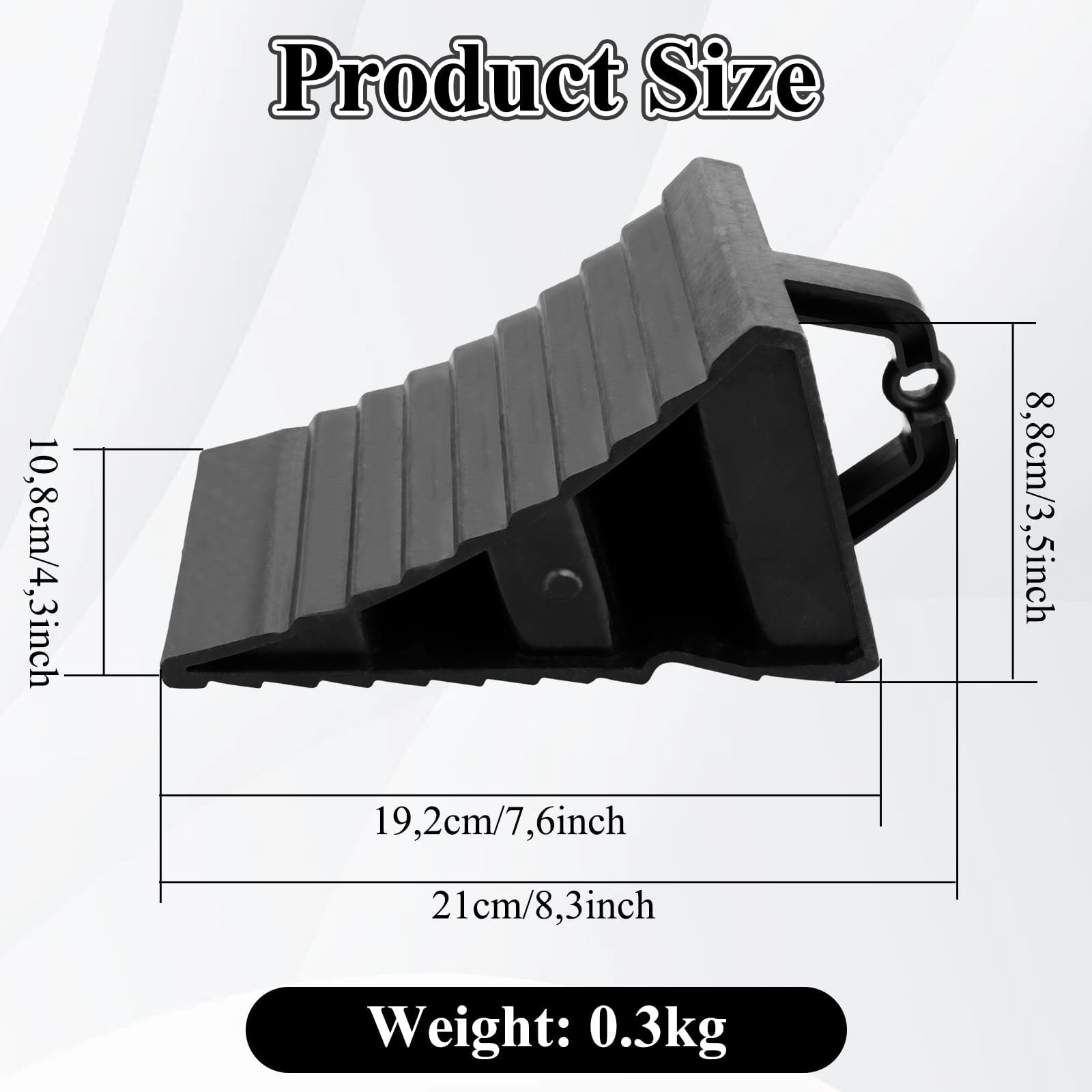 MIVIDE 4 Stück Unterlegkeil mit Griff 20 x 12 x 11 cm Unterlegkeile Anhänger Schwarz, PVC Unterlegkeile Auto Bremskeile Anhänger, rutschfeste Unterseite