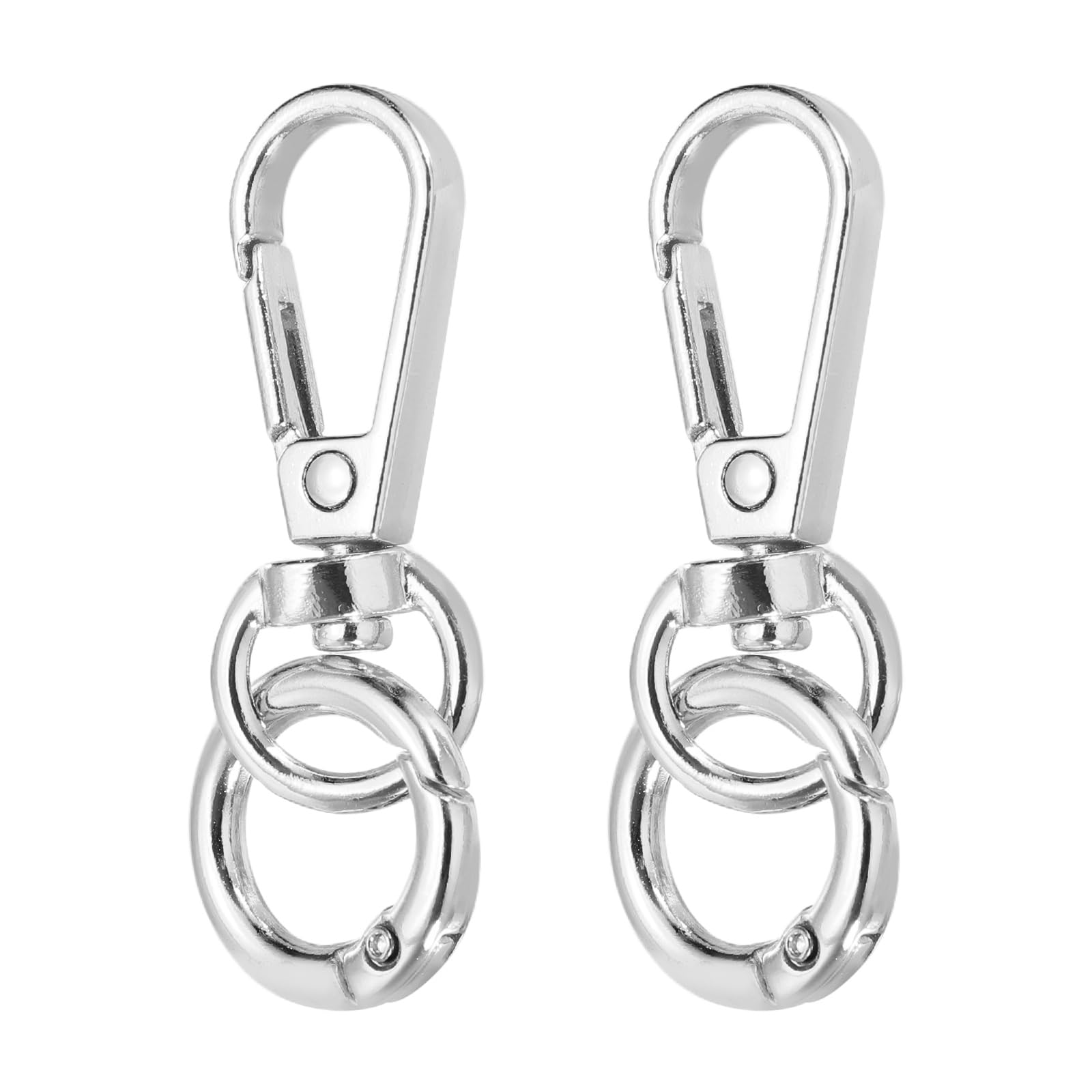 sourcing map 2Pcs Swivel Clasp Clip, 2" Snap Hook with O Spring Ring Metal Double Opening Key Chain Clip Lobster Claw Clasps for DIY Crafts Bags Jewelry Lanyards, Silver