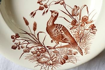 ロンシャン clery フランスアンティーク 木の実をついばむ鳥 平皿 2枚 ロンシャン clery フランスアンティーク 木の実をついばむ鳥