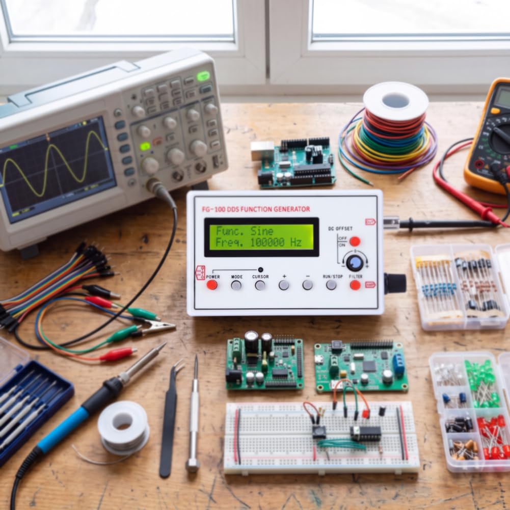 Funktionsgenerator, FG - 100 DDS - Funktionsgenerator - Sinusfrequenz 1 Hz - 500 KHz Zählersignalquellengenerator, Hochpräzises DDS - Signalgenerator - Frequenzmesser