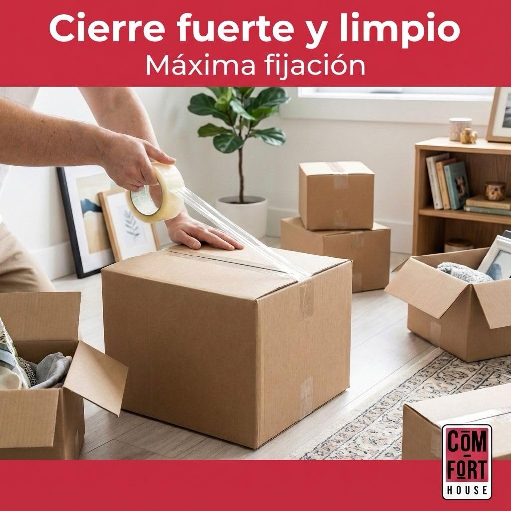COM-FORT HOUSE Rotoli di nastri adesivi da imballaggio, nastro adesivo per pacchi - 48 mm x 132 m (36, trasparente)