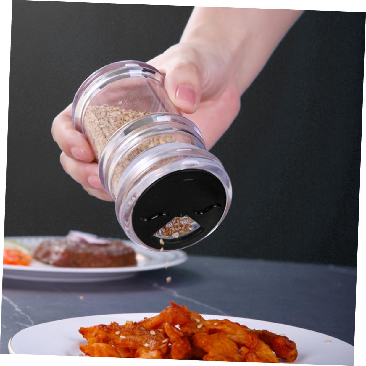 4Pcs Transparent Seasoning Bottles Large Kitchen Salt Pepper Shakers Multifunctional Condiment Storage Jars Convenient for Household Use