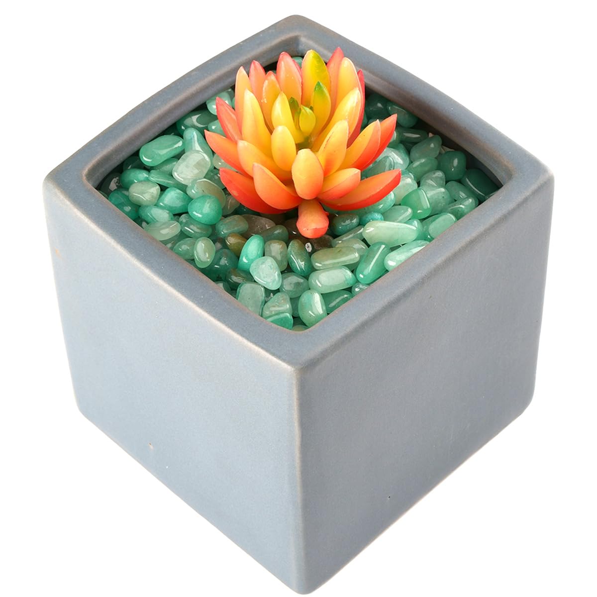 WAYBER Piedras de cristal decorativas, 920 g (relleno de 2 tazas) de cuarzo irregular, grava de piedra verde para decoración de acuario, tanque de tortuga, paisaje de plantas suculentas/adorno de