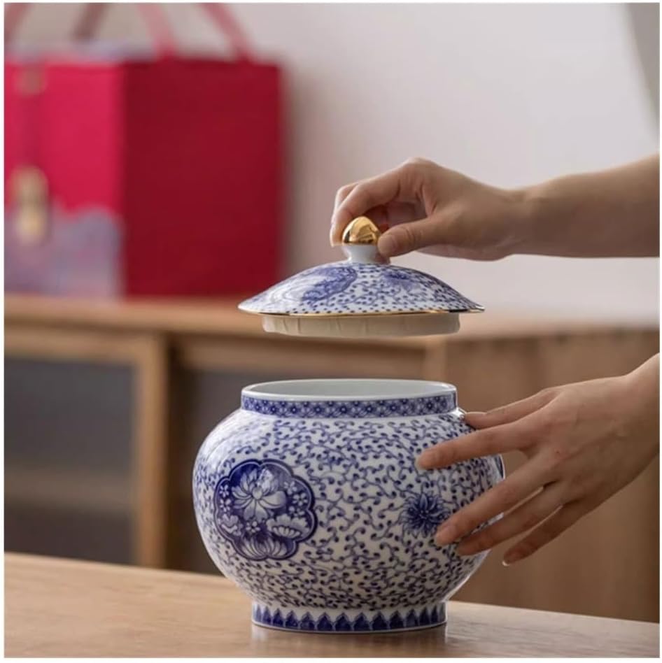 Tea Container Vintage Celadon Loose Leaf Tea Canister Sealed Ceramic Household Storage Jar Multifunctional Decoration Porcelain