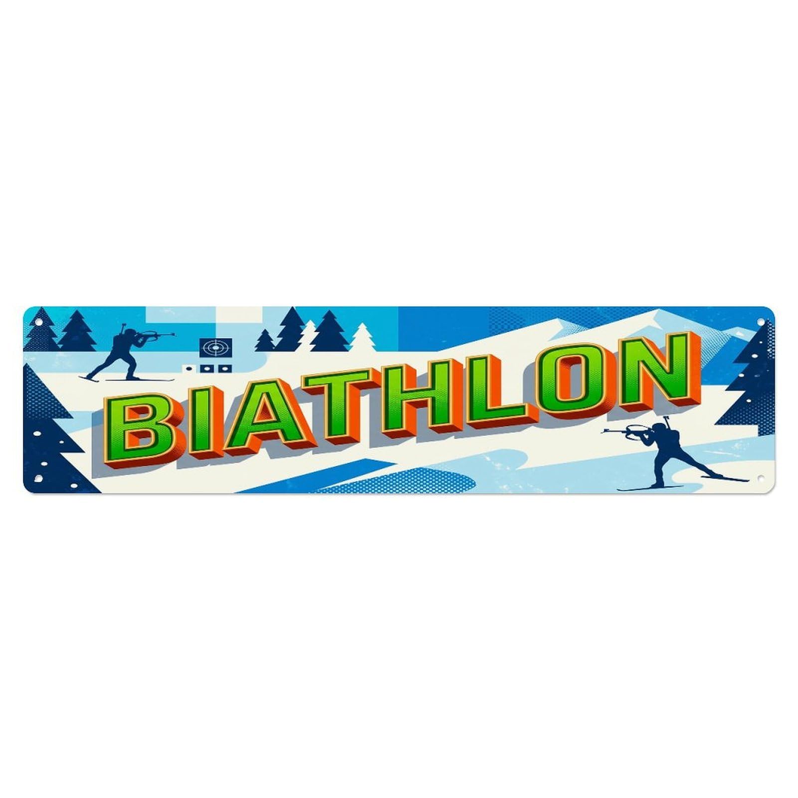 Olhnbad 4X16inch(10X40cm) Vintage Biathlon Outdoor Activity Sports Metal Tin Sign