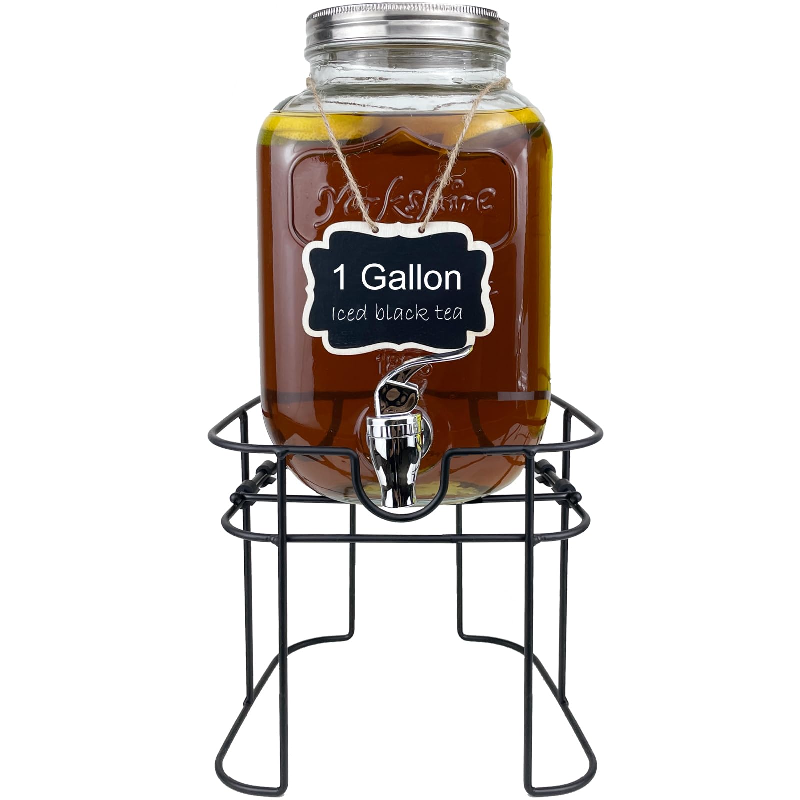 HENABLE 1 Gallon Glass Drink Dispenser
