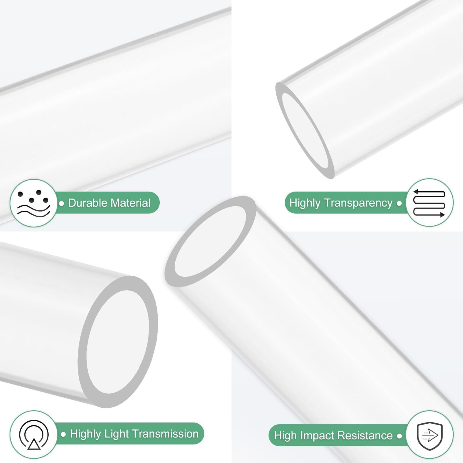 M METERXITY 1-Pcs Tube Ronde Rigide En Acrylique Transparent, 35mm[1.38"] DI x 45mm[1.77"] DE Tube Plastique Ronde Pour Systeme De froid Par Eau/Lampes/Fontaines [305mm/12IN]