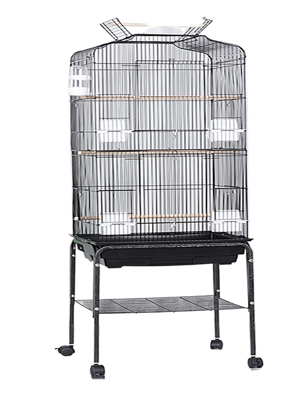 Jaula grande para pájaros con soporte desmontable, bandeja fácil de limpiar y asas, ideal para cacatúas, tortolitos y palomas