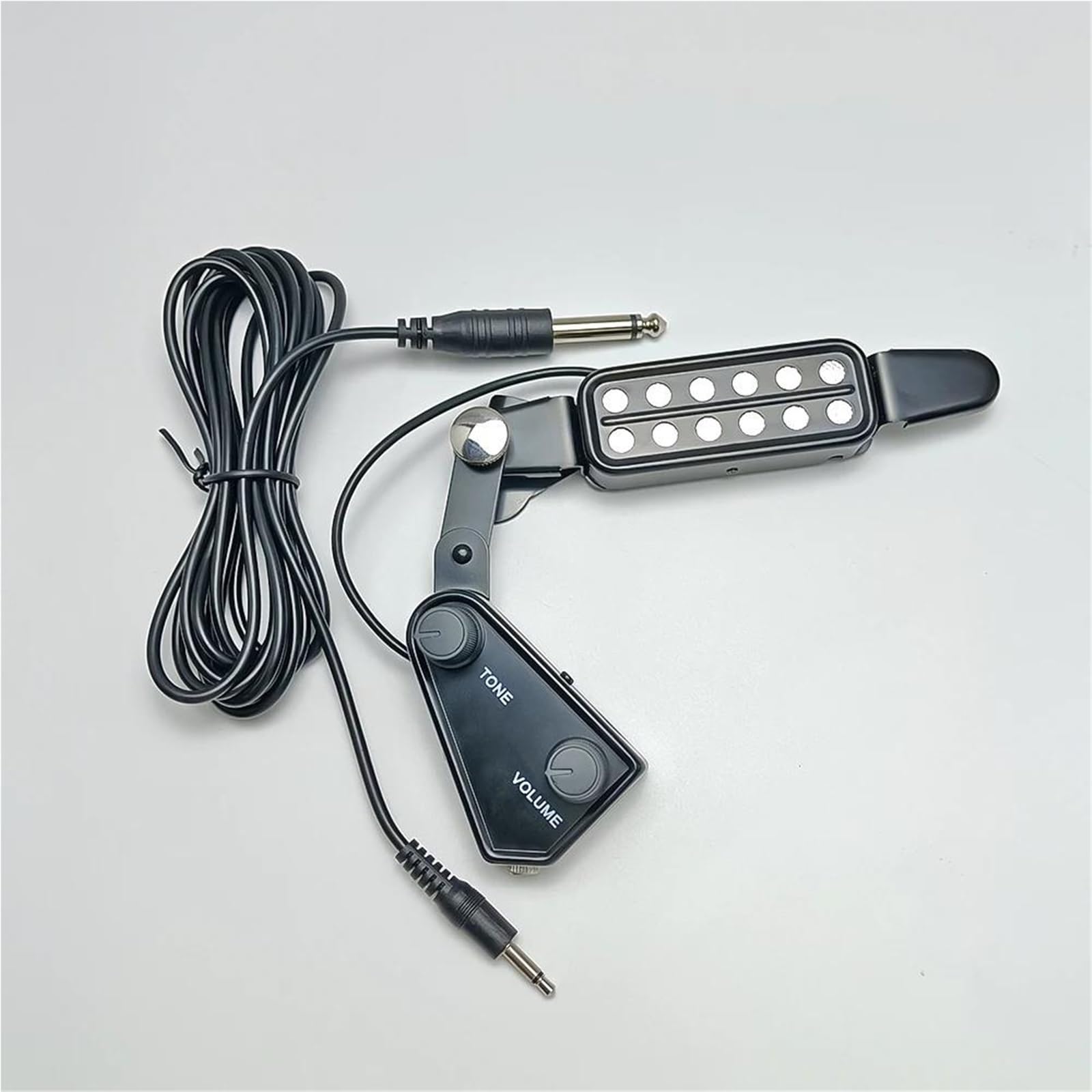 Pickup Per Chitarra Acustica Pickup Per Foro Acustico Per Chitarra Acustica A 12 Fori Trasduttore Magnetico Con Regolatore Di Tono E Volume Cavo Audio(Chrome)