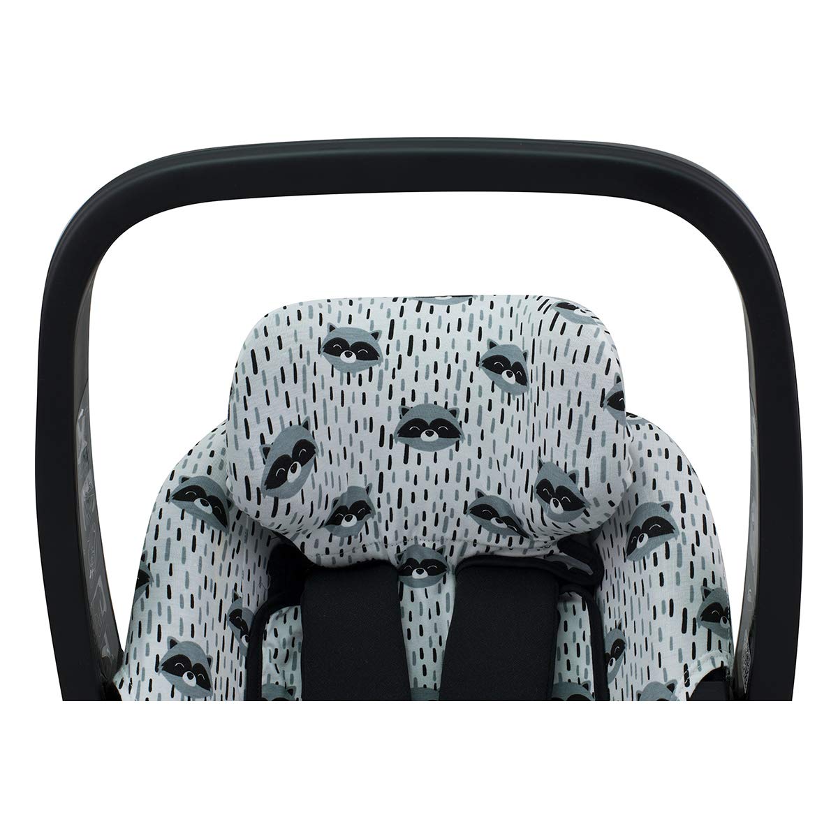 JYOKO KIDS Funda de algodón para silla de coche compatible con Maxi Cosi Recaro Zero, I-Size y Funda de algodón para reductor talla 0 (Raccoon)