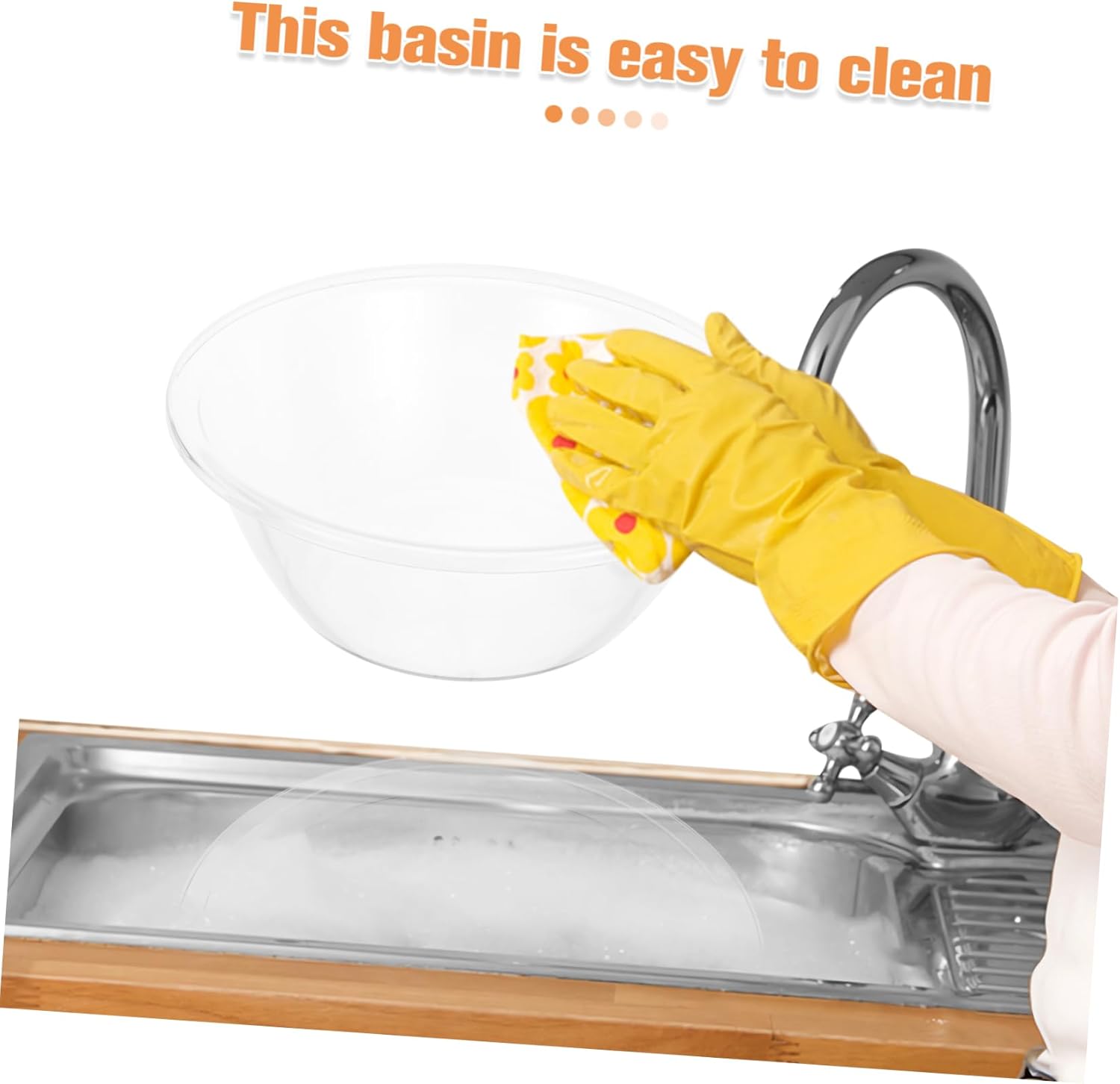 ABOOFAN Large Plastic Mixing Bowl with Lid Deep Transparent Wash Basin for Meal Prep Salad and Dough Kneading Versatile Kitchen Essential for Family Use