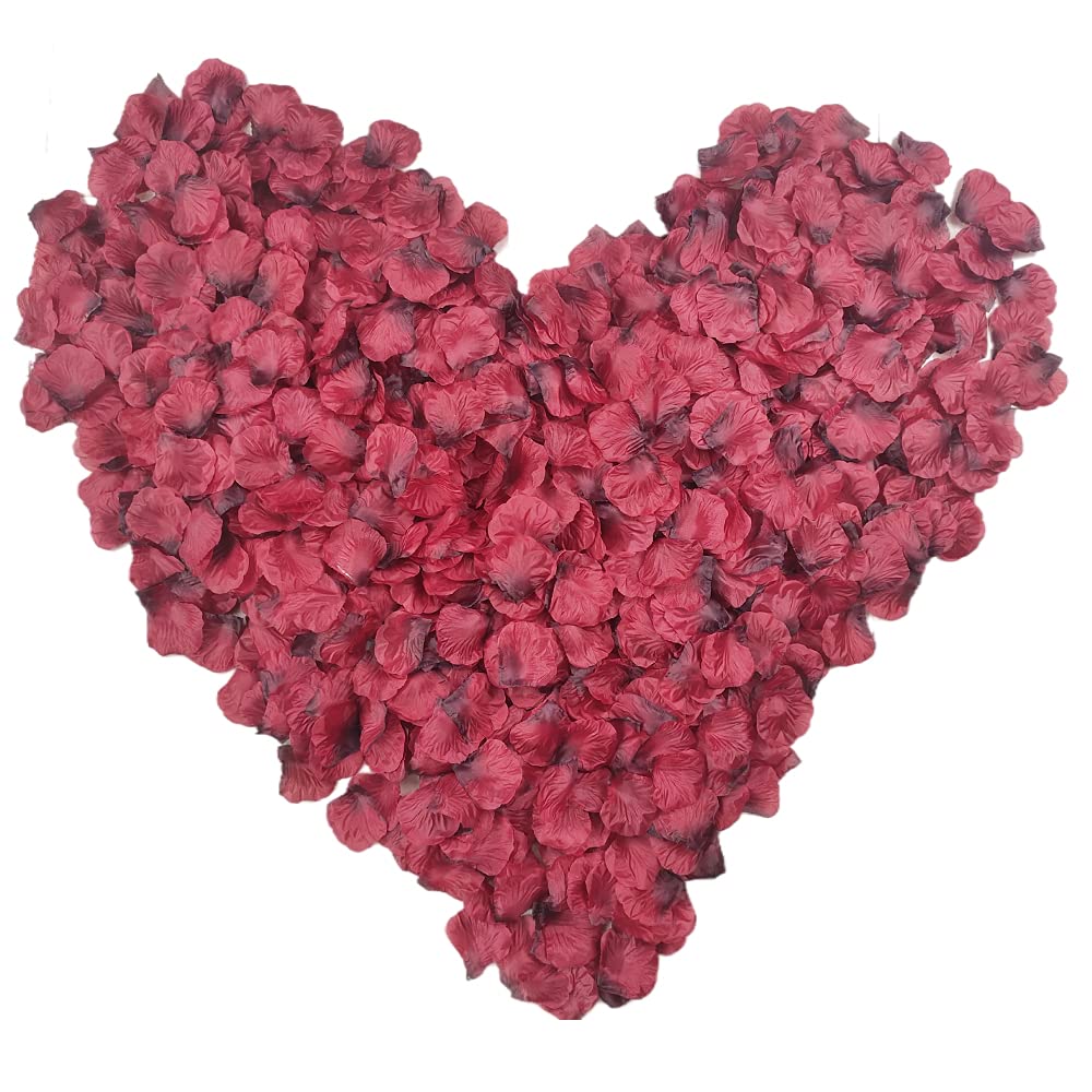 QUARKZMAN 1000 Pcs Petale De Rose Artificielle En Soie Pour Mariage De Fleurs Artificielles En Vrac Pour Confettis De Noces (Violet Rouge Blanc