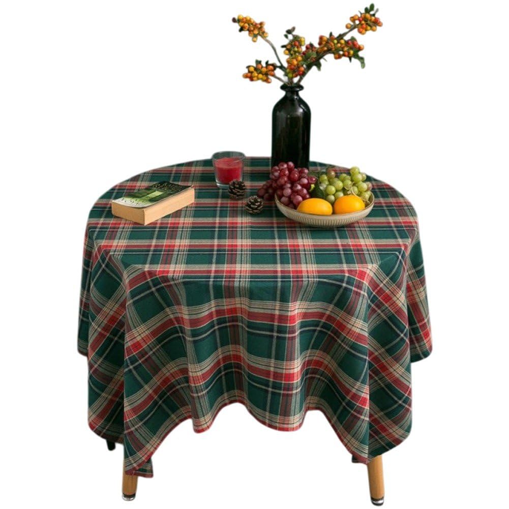Nappe de Noël ronde en polyester résistant aux taches au style rétro unique