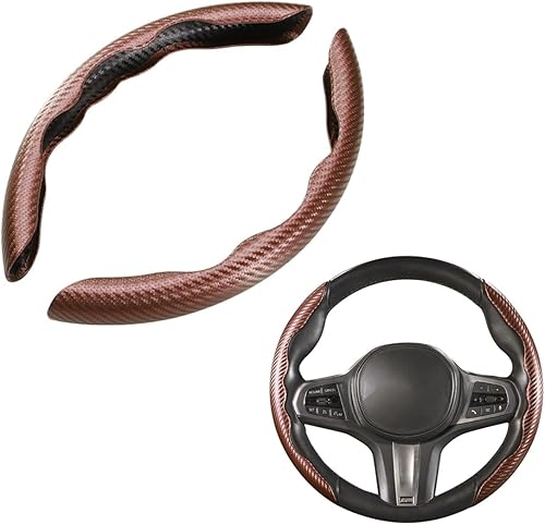Didida Funda universal de fibra de carbono para volante de automóvil y SUV de 15 pulgadas, para hombres y mujeres, color marrón