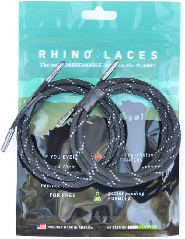 Rhino Laces Unbreakable Shoe Laces, Reflective Black, Medium