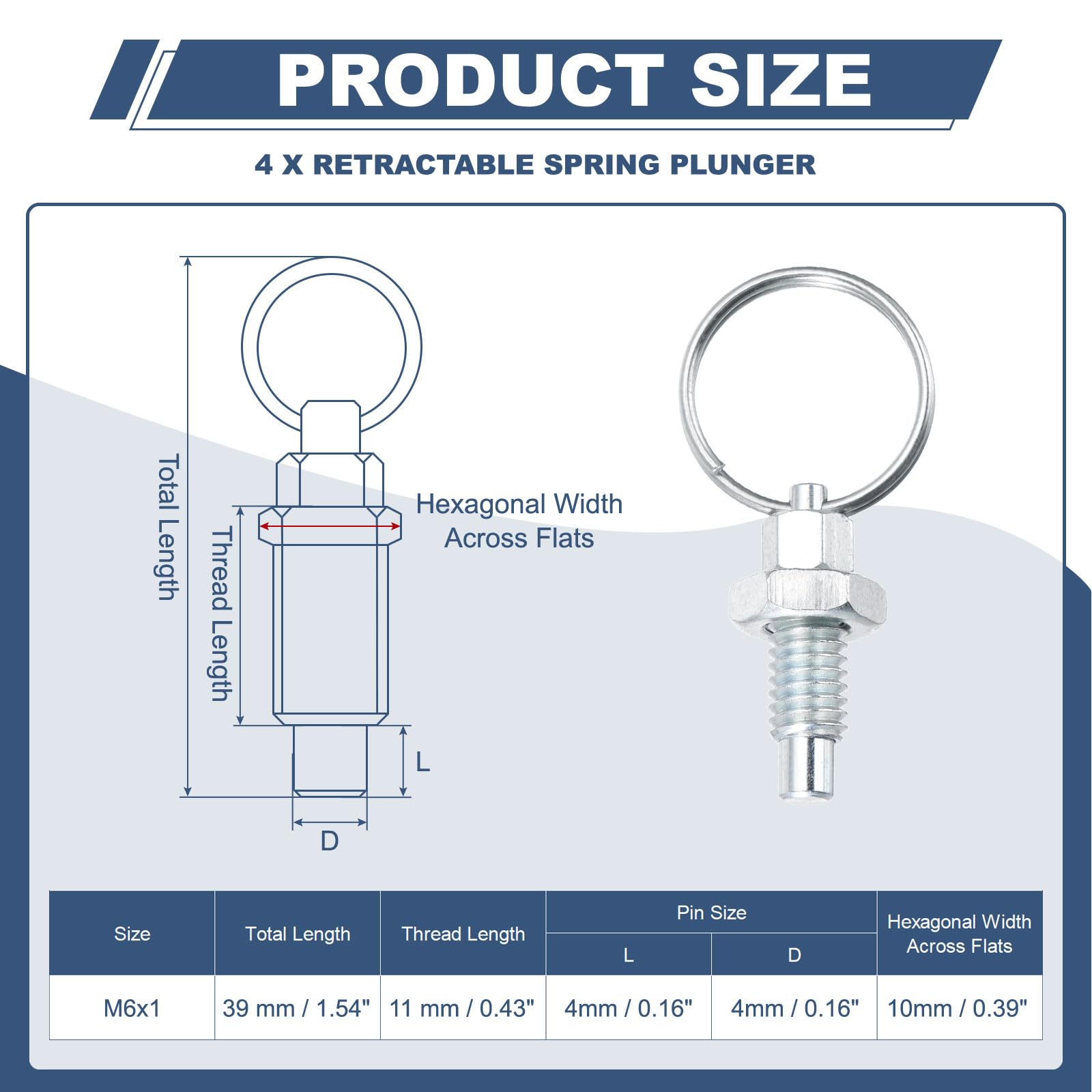 PATIKIL 4 Pcs Spring Plunger with Pull Ring - Image 2