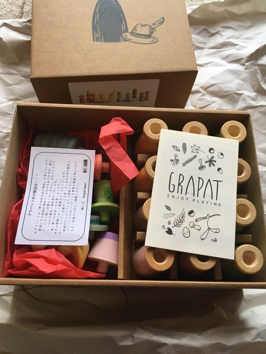【美品】最終値下げ！グラパット ファンシーニンス 木のおもちゃ 積み木 ファンシーニンス GRAPAT/グラパットの帽子をはずせる人積み木