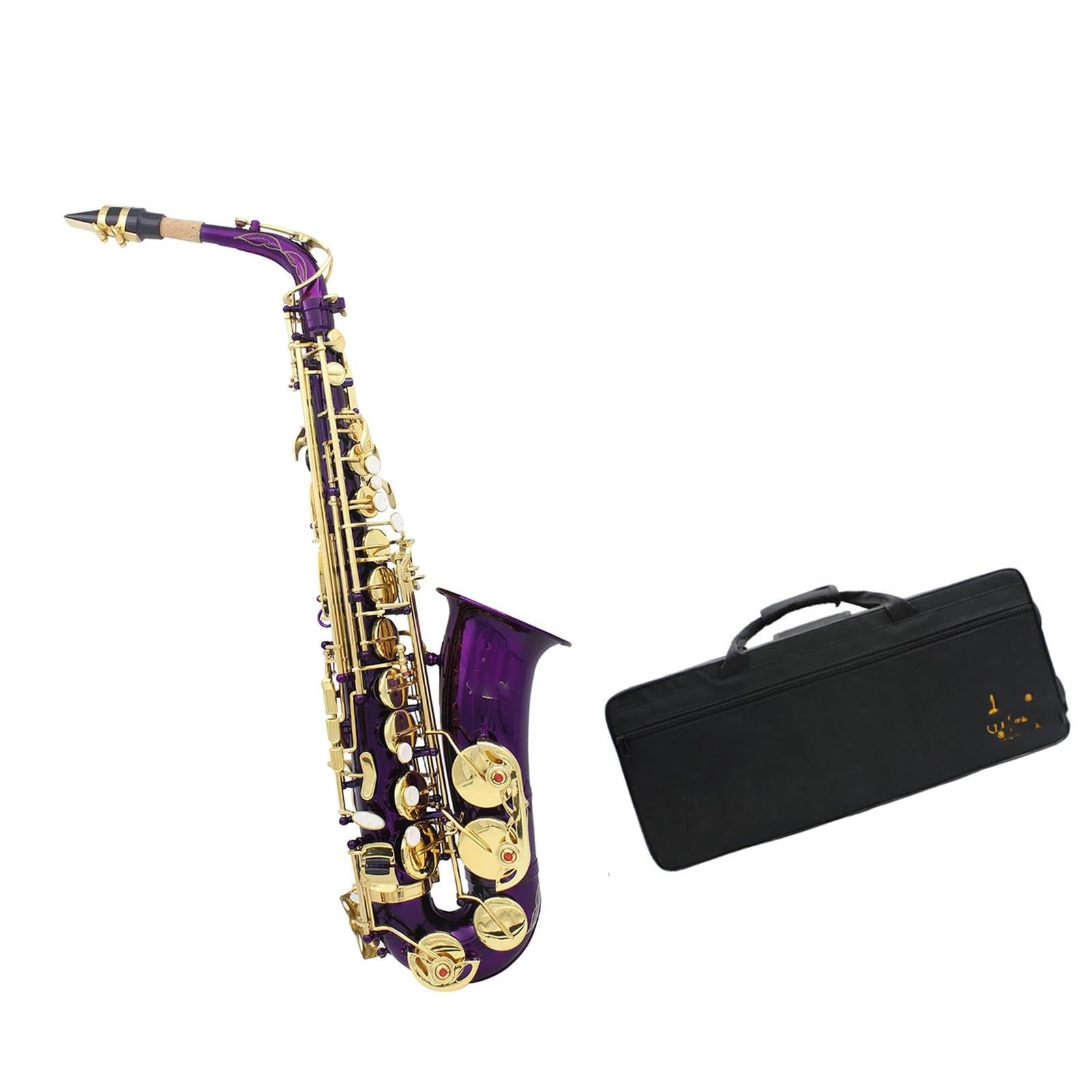 Zestaw saksofonu altowego Eb Korpus mosiężny z futerałem Stroik Profesjonalne akcesoria do instrumentów dętych drewnianych 2 kolory Saksofon(Gold purple)
