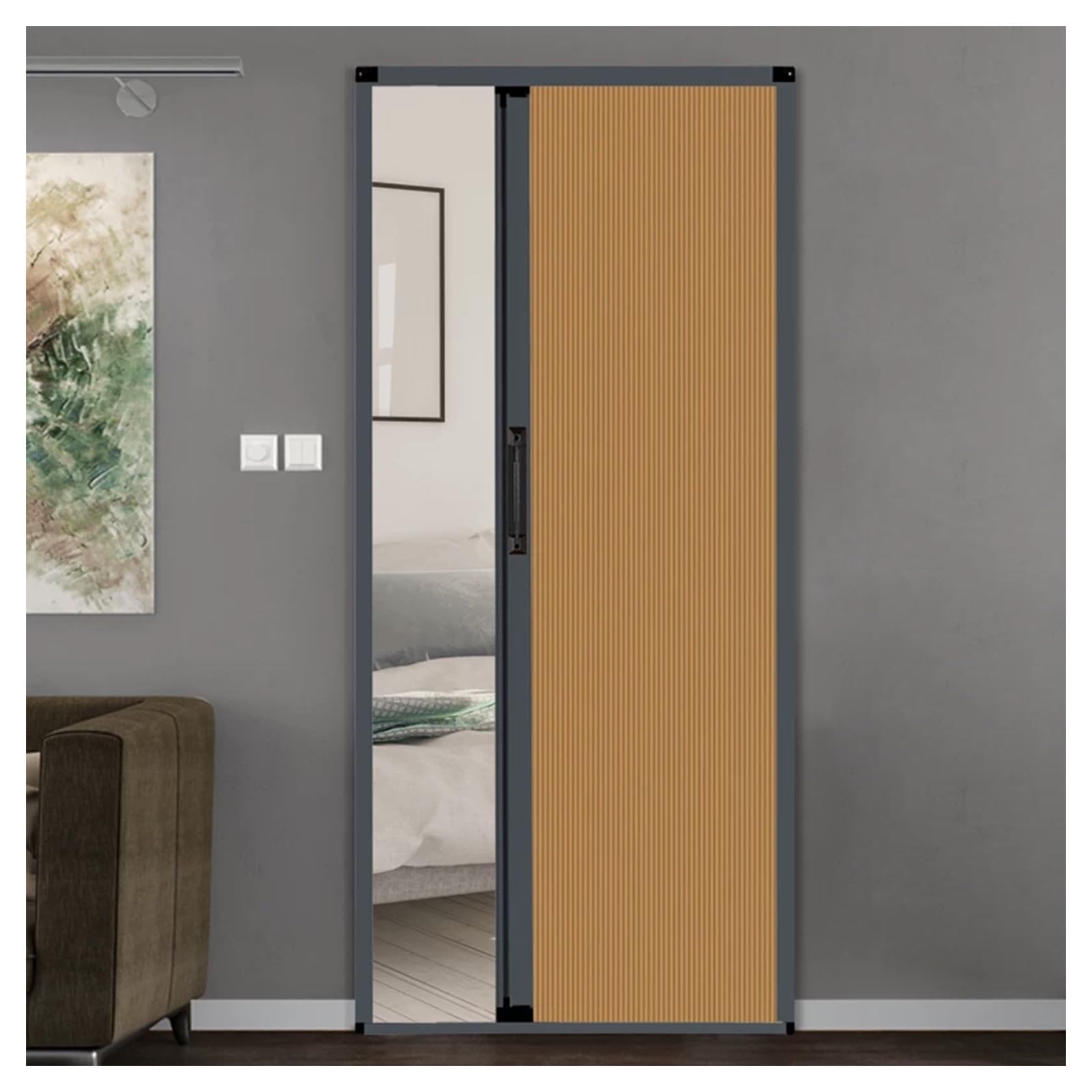Hpfhsj Coffee Honeycomb Folding Door Noise Reduce Accordion Doors，With Aluminum Frame And Cellular Fabric，For Bedroom