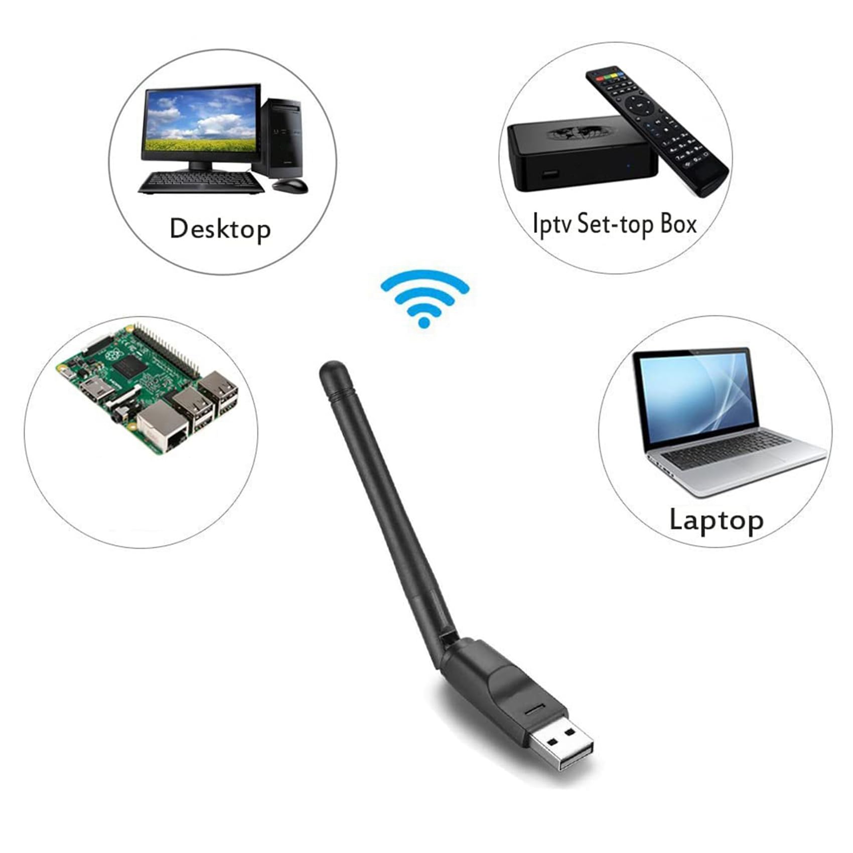 5X Carte sans RT5370 Adaptateur WiFi USB Portable 2,4 G 150 Mbps Antenne WiFi Récepteur WiFi USB pour PC et Boîtier TV