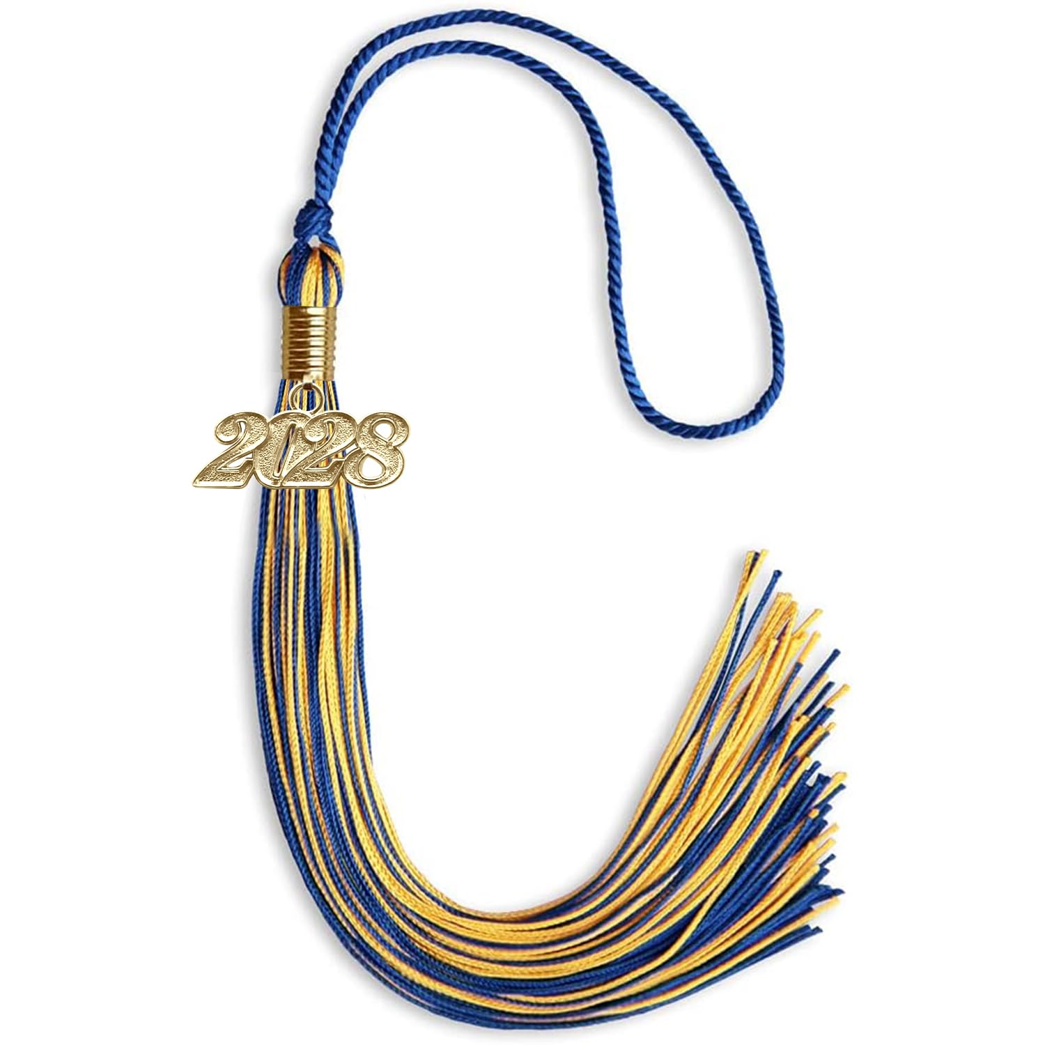 Endea Graduation Mixed Double Color Tassel with Gold Date Drop (Royal Blue/Gold, 2028)