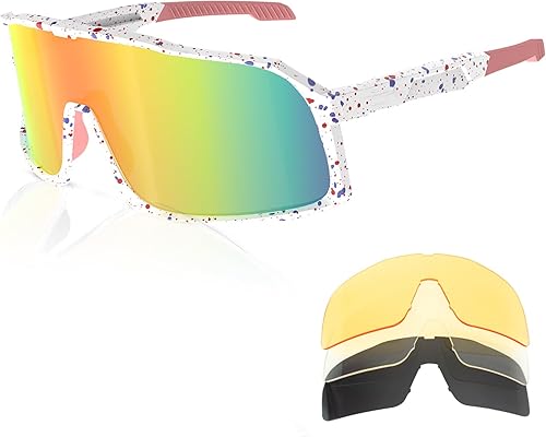 HITWAY Gafas de ciclismo polarizadas para adultos con 5 lentes intercambiables TR90 marco MTB gafas de sol deportivas gafas de ciclismo