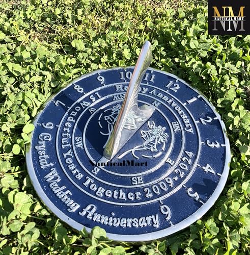 NauticalMart 15th Crystal Anniversary Unique Marriage Present for Parents, Grandparents, Friends, Husband or Wife, Couples, Him & Her Wedding Anniversary Sundial Gift 2024 (15th Anniversary)