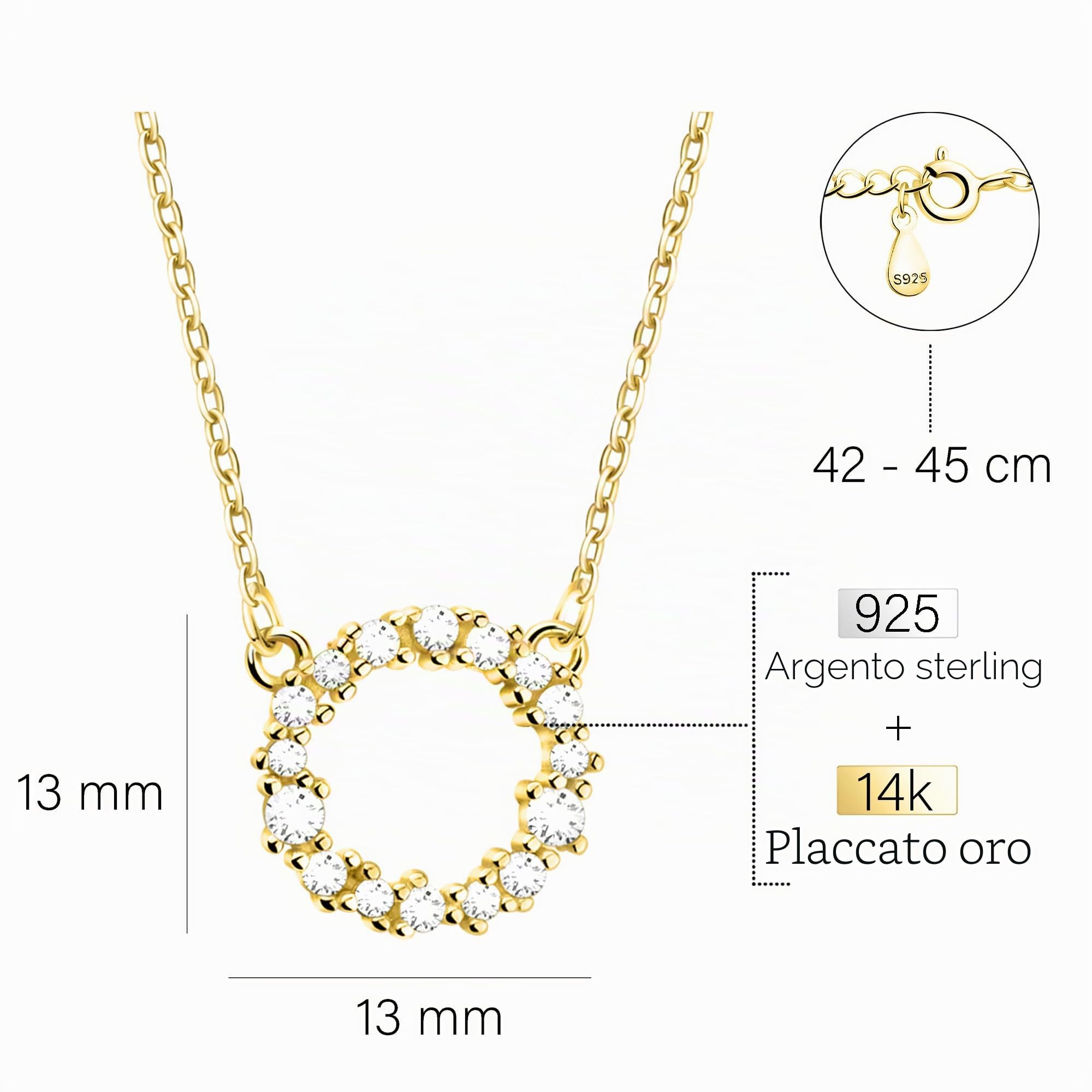 Sofia Milani - Collana da Donna in Argento 925 - con Pietra Zircone - Ciondolo a Cerchio