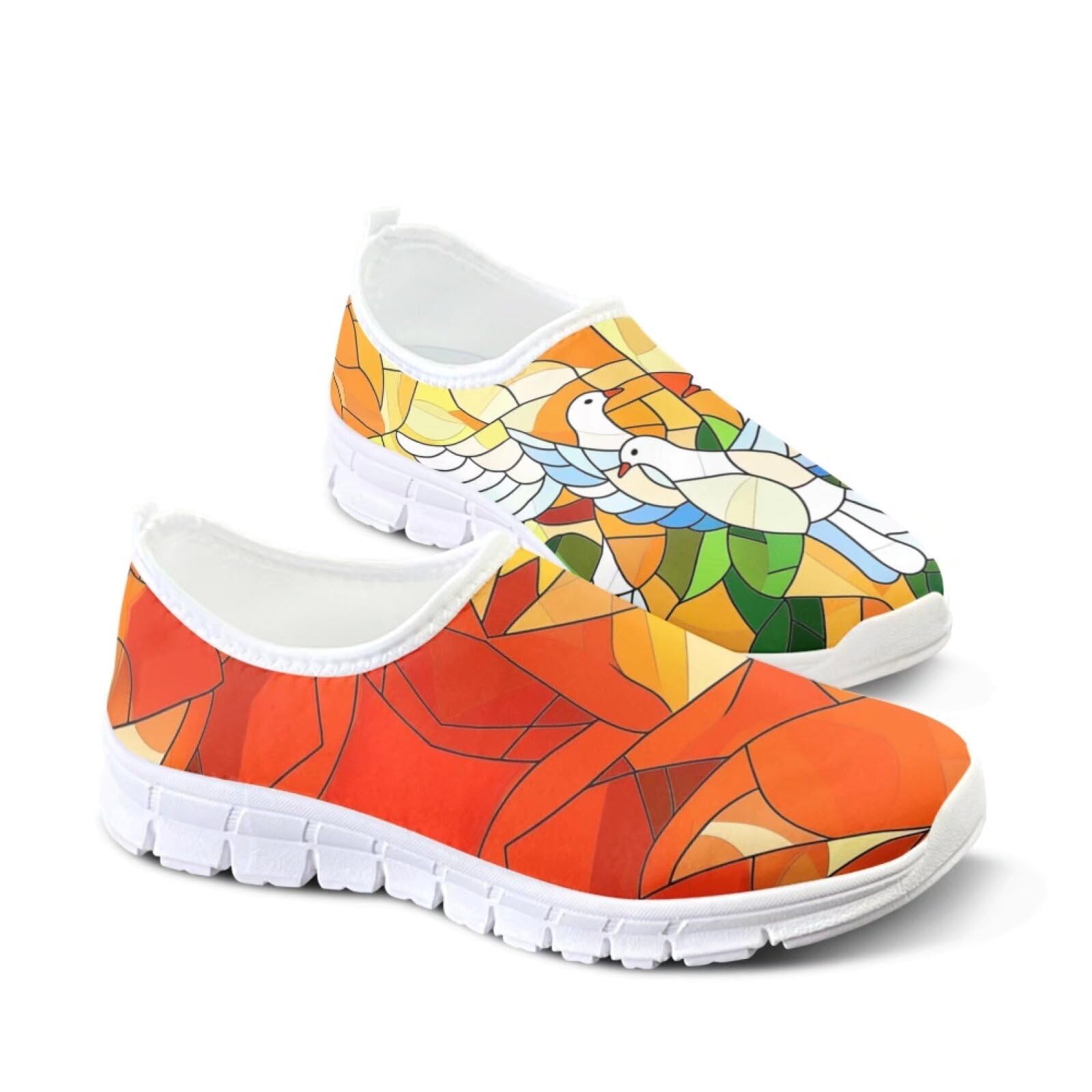 Fonplted Floral Sneakers for Women Colorful Art Shoes for Women Slip On Casual Work Shoes