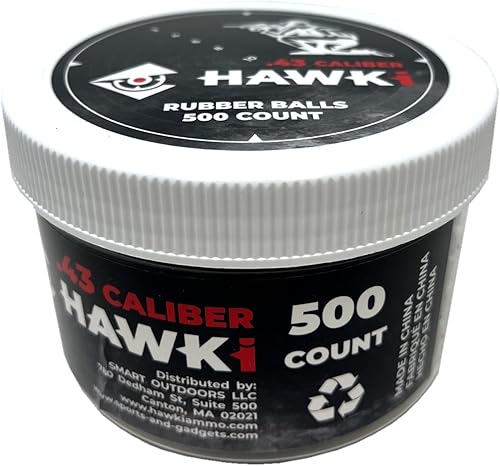 Miniatura 33 de Hawki - Pelotas de goma reutilizables de 0.50 o .43 cali, bolas de goma suave, menos letales para pistolas de paintball negro x 100