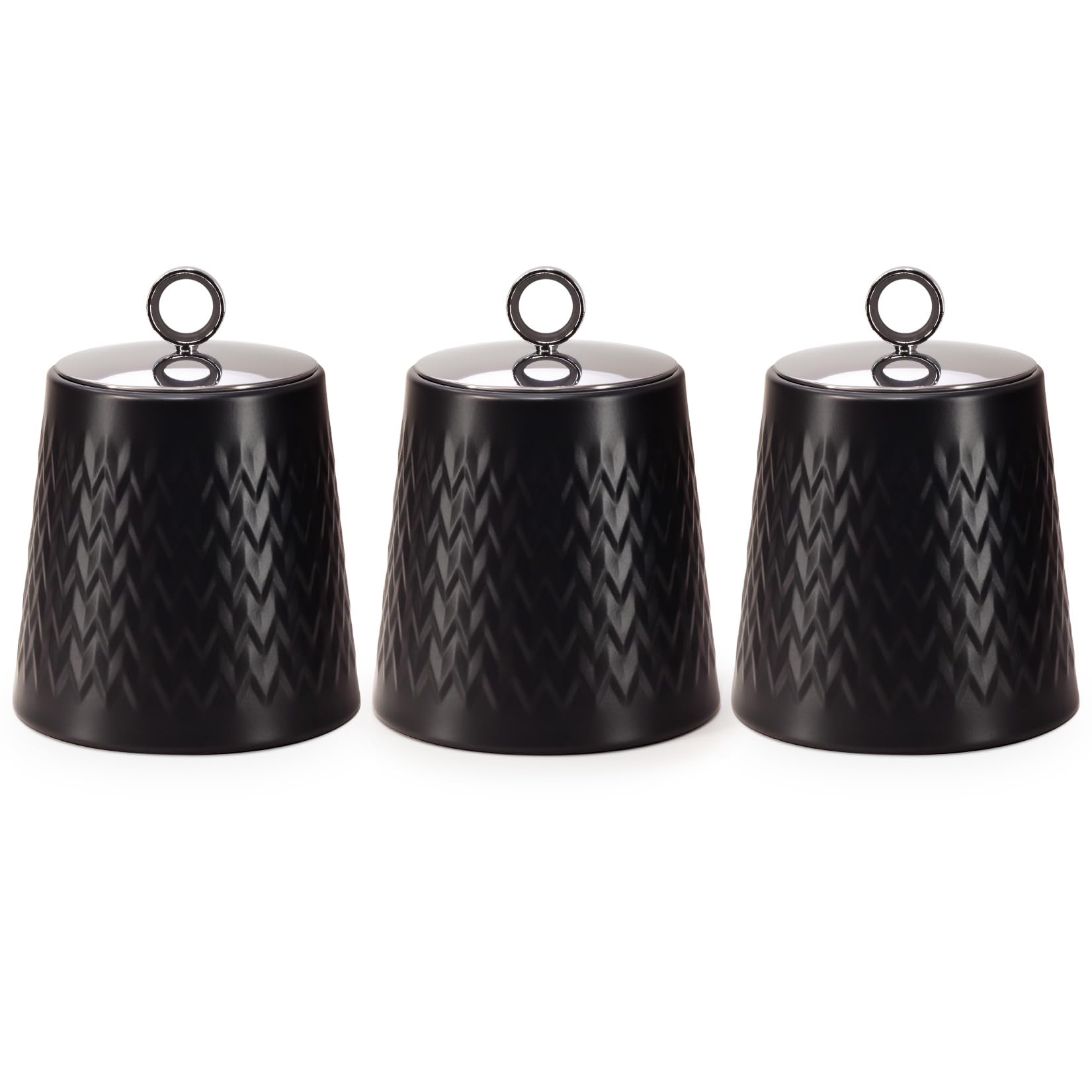 EHC Tea Sugar Coffee Canisters Set, Storage Jars with Easy Open and close Lids, Airtight Containers Canisters Jars Set of 3, Black