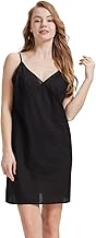 BEAUTELICATE Fond De Robe Court Jupon sous Robe 100% Coton Légère Respirants Fraîche Chemise De Nuit Nuisette à Bretelles Col V De Femme Été Blanc Noir Chair