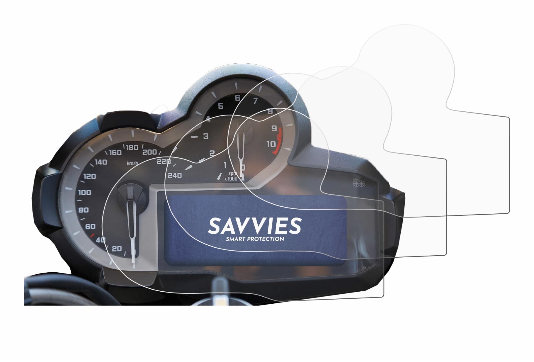 Savvies 6 Pellicole Protettive Per Display BMW R1200GS K50 | 2013-2018, Trasparente, Anti-Graffio, Applicazione Senza Bolle