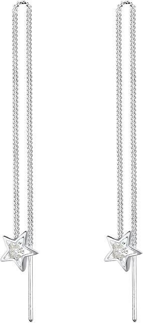 Elli Earrings Elli Earrings Stars Thread Crystal 925 Sterling Silver