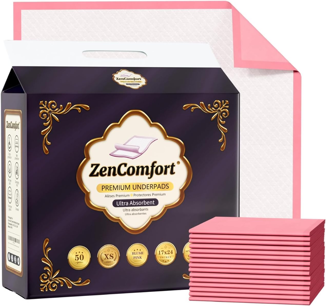 Thick 50 Count 17” x 24” Ultra Absorbent Disposable Underpads, Leakproof Quick Drying, Baby Puppy & Adults Bed Pads Disposable Adults, Dog Pee Pads Chucks Pads – Chux Incontinence Pads