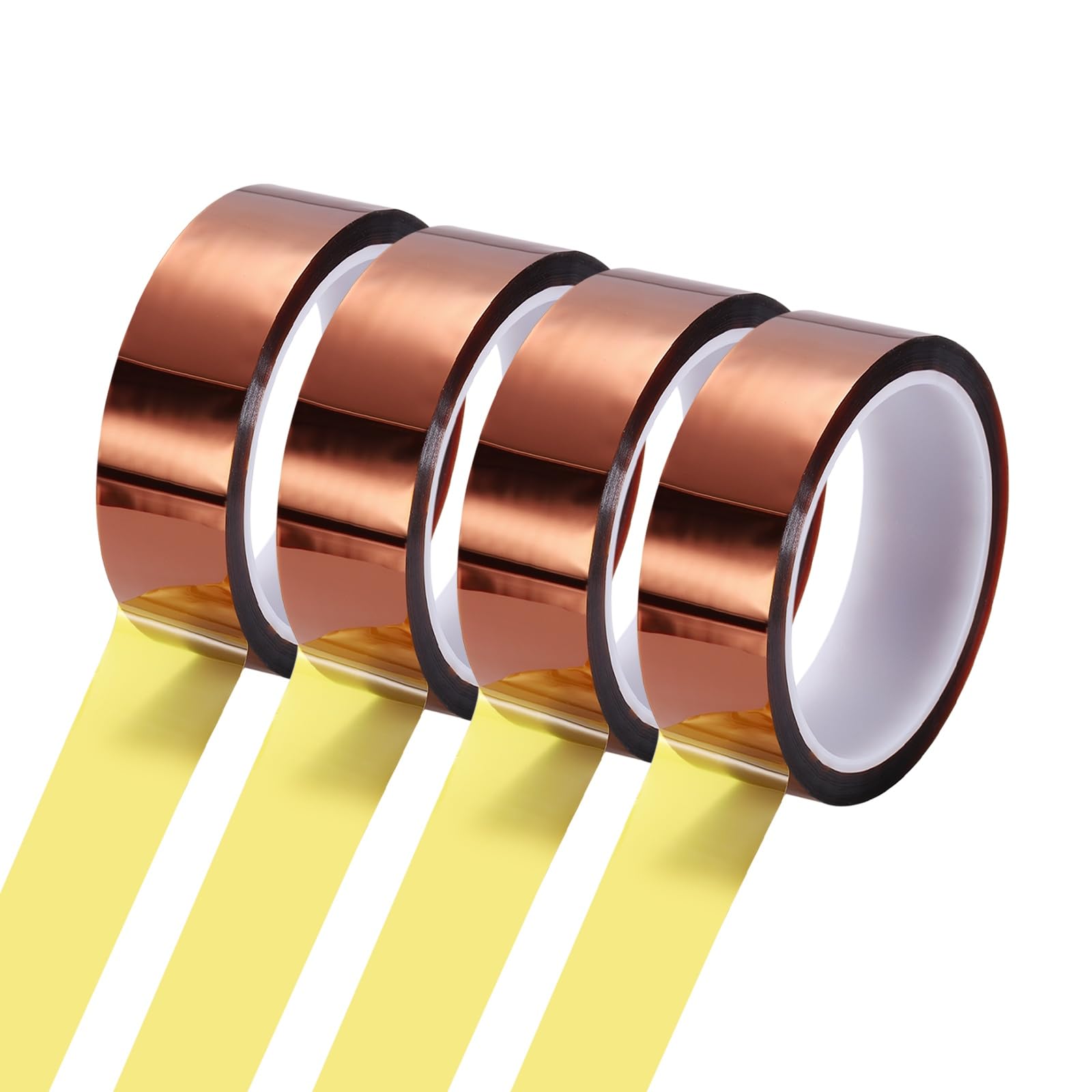 sourcing map 4 Rolls Heat Tape, 25mm x 33m (108ft) Polyimide Heat Transfer Sublimation Tape No Residue High-Temperature Resistant Tapes for Heat Press Soldering Circuit Board, Brown