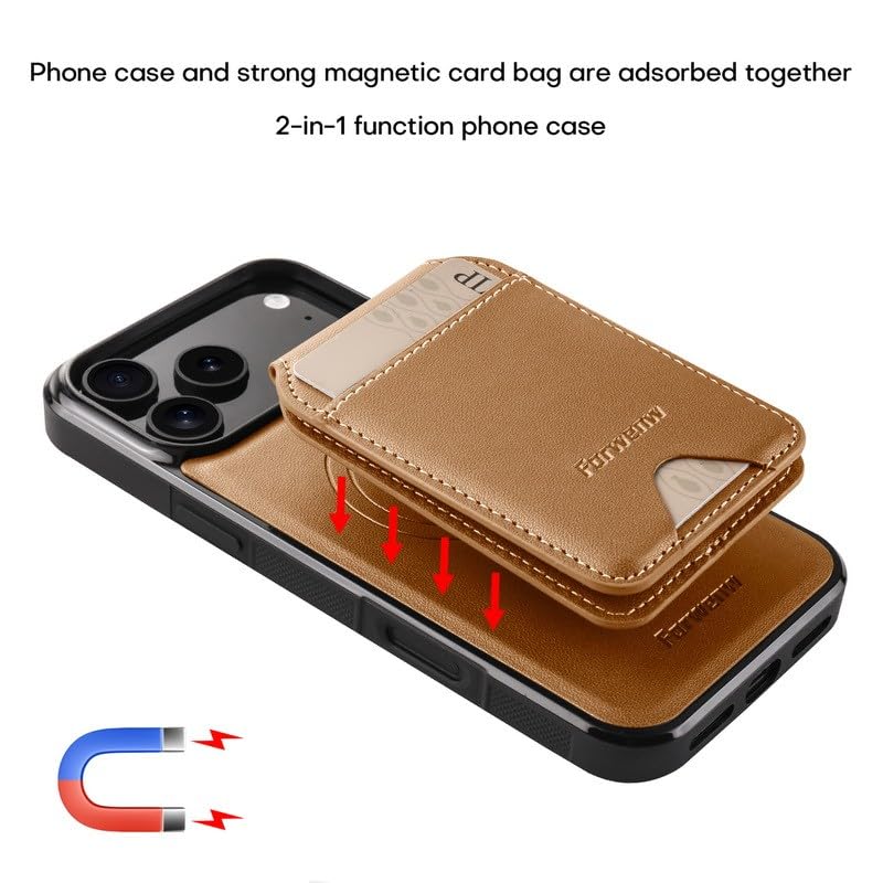 Étui iPhone 15 Pro vert en cuir magnétique pour ne plus perdre vos cartes - 4
