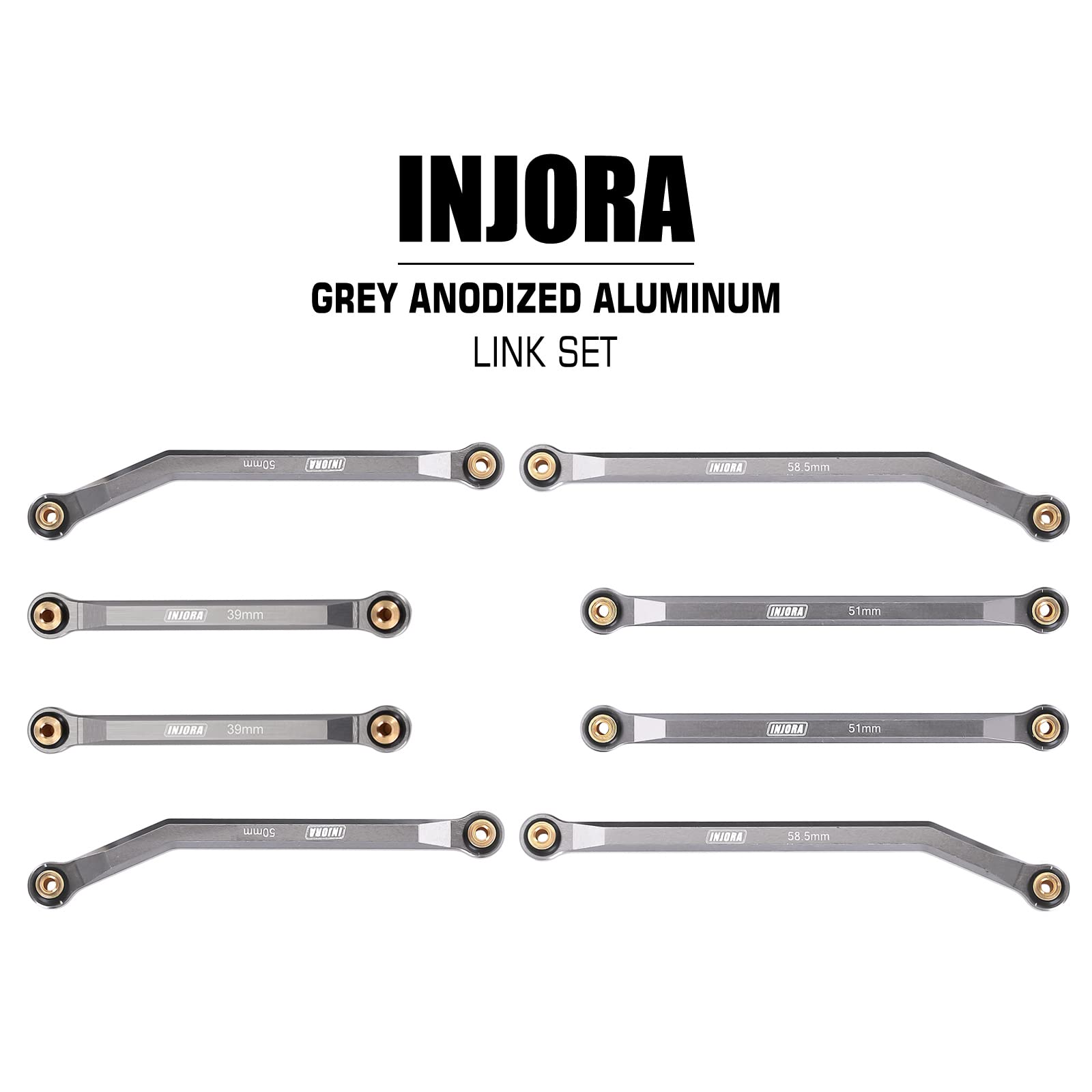 INJORA Kit Liens Avant Surélevés Laiton – 37g – Pour SCX24 C10 JLU Bronco – 8 Pièces – 1/24 RC Crawler