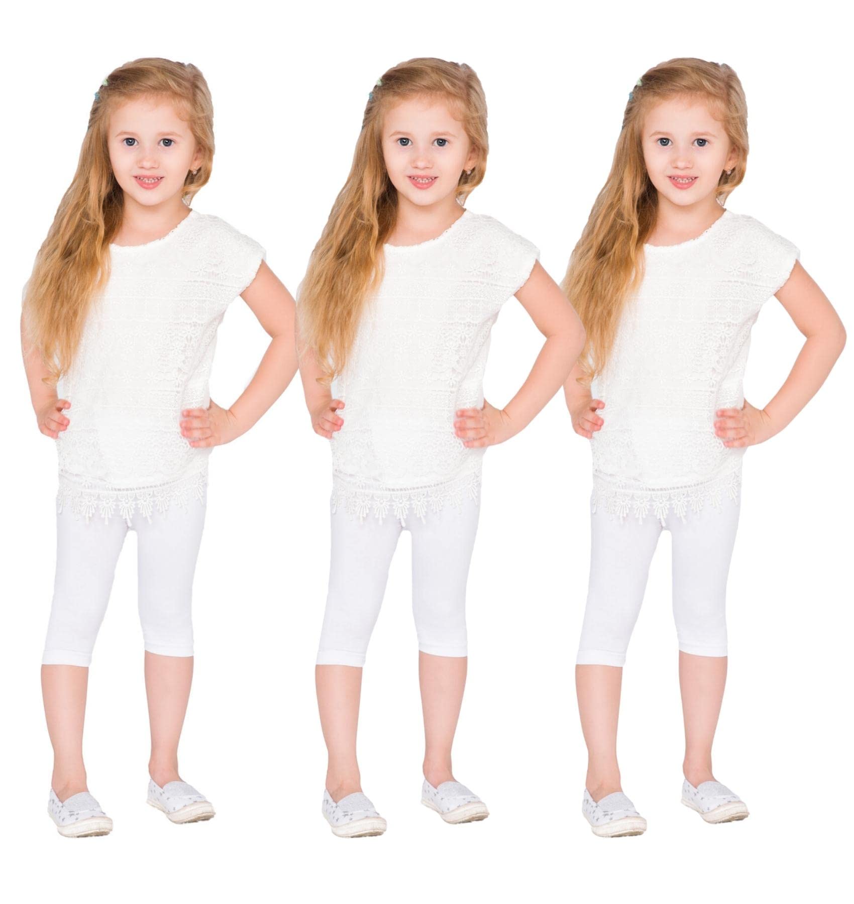 hi!mom Girls Cropped Leggings 3/4 Lenght - Cotton Basic Opaque Stretchy Dance Sport School Summer Capri Leggings - Pants for Kids Leggings — view 19