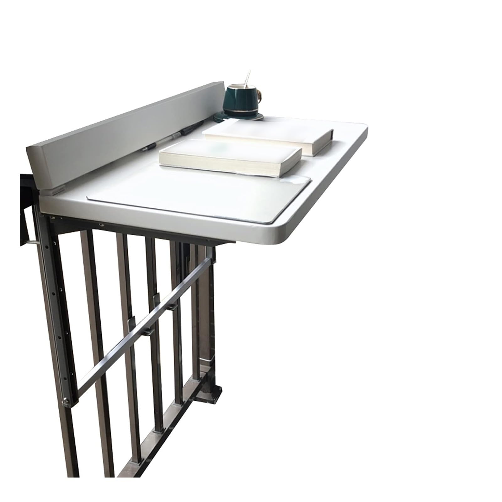 Table de balcon pliante et suspendue gain de place blanche 80x39