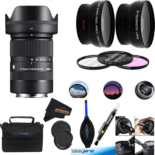 Sigma 18-50mm f2.8 DC DN Contemporary Lens for Sony E with Sunshine Photo Professional Bundle - 4 Years USA Manufacturer Warranty