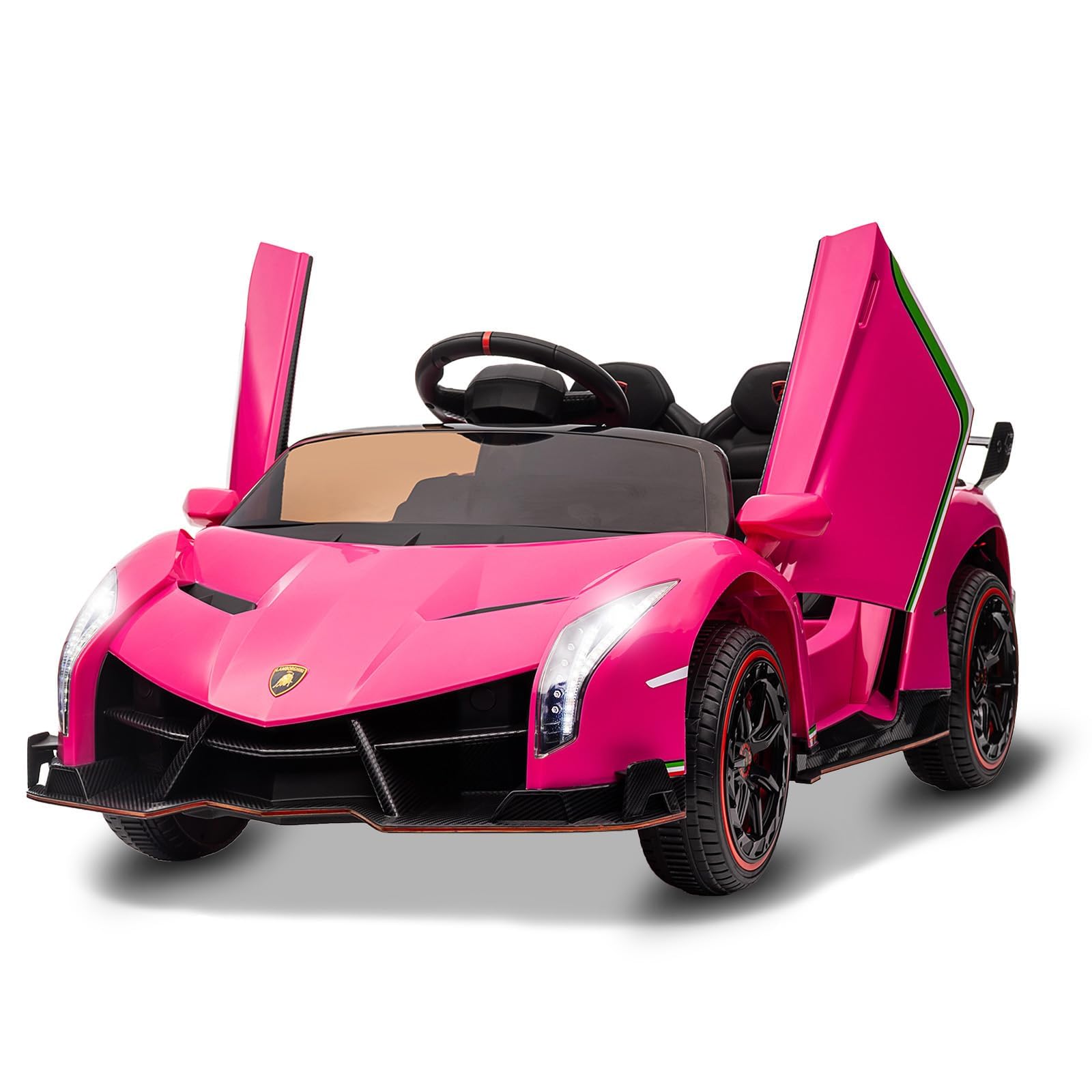 Auto Elettrica 12V Per Bambini Con Porte Gabbiano, 3 Livelli Di Velocità, Telecomando Genitori, Fari LED Luminosi Sedile Spazioso Sospensioni Ammortizzanti, Riproduzione MP3 e Connettività Senza Fili